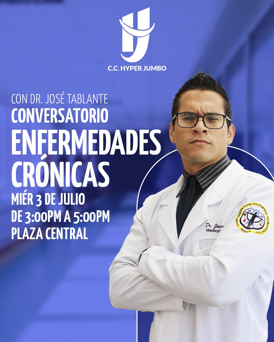 💪⚕️Descubre los secretos para una vida plena y saludable con el @doctorjosetablante

En nuestro próximo conversatorio, explicará todo lo que debes conocer para prevenir las enfermedades crónicas.

🗓️Miércoles 3 de julio
🕒De 3 a 5 pm
📍Plaza central

#maracay #hyperjumbo