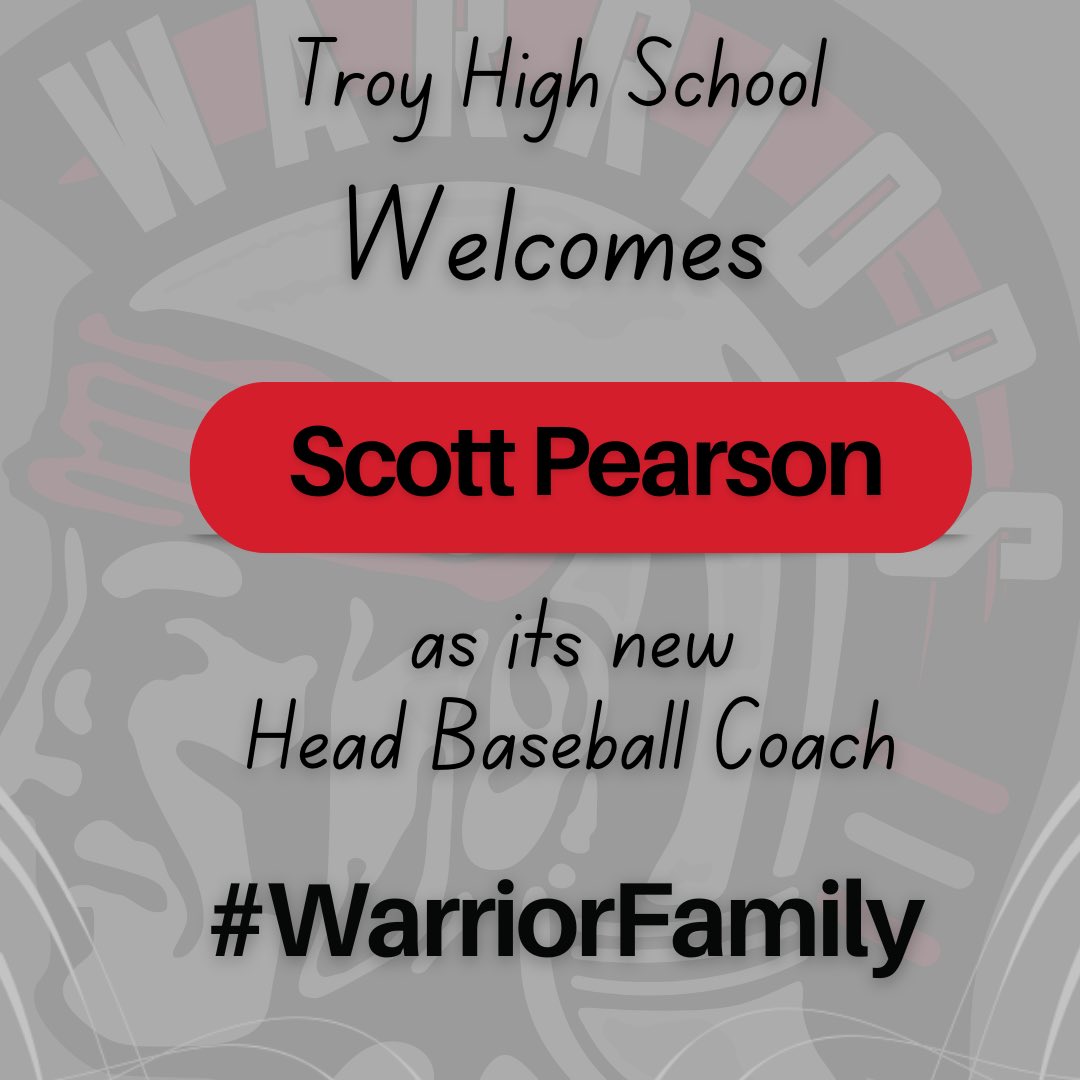 Troy Athletics (@troyhsathletics) on Twitter photo Troy High School is pleased to announce Scott Pearson as its new varsity baseball coach. We are excited about the future of Troy Warrior Baseball. #WEAREWARRIORS <a href="/latsondheimer/">eric sondheimer</a> <a href="/SteveFryer/">Steve Fryer</a> <a href="/OCSportsZone/">OC Sports Zone</a> <a href="/TroyHSWarriors/">TroyHSWarriors</a> <a href="/CIFSS/">CIF Southern Section</a> <a href="/CIFState/">CIF State</a> Troy High School is pleased to announce Scott Pearson as its new varsity baseball coach. We are excited about the future of Troy Warrior Baseball. #WEAREWARRIORS <a href="/latsondheimer/">eric sondheimer</a> <a href="/SteveFryer/">Steve Fryer</a> <a href="/OCSportsZone/">OC Sports Zone</a> <a href="/TroyHSWarriors/">TroyHSWarriors</a> <a href="/CIFSS/">CIF Southern Section</a> <a href="/CIFState/">CIF State</a>