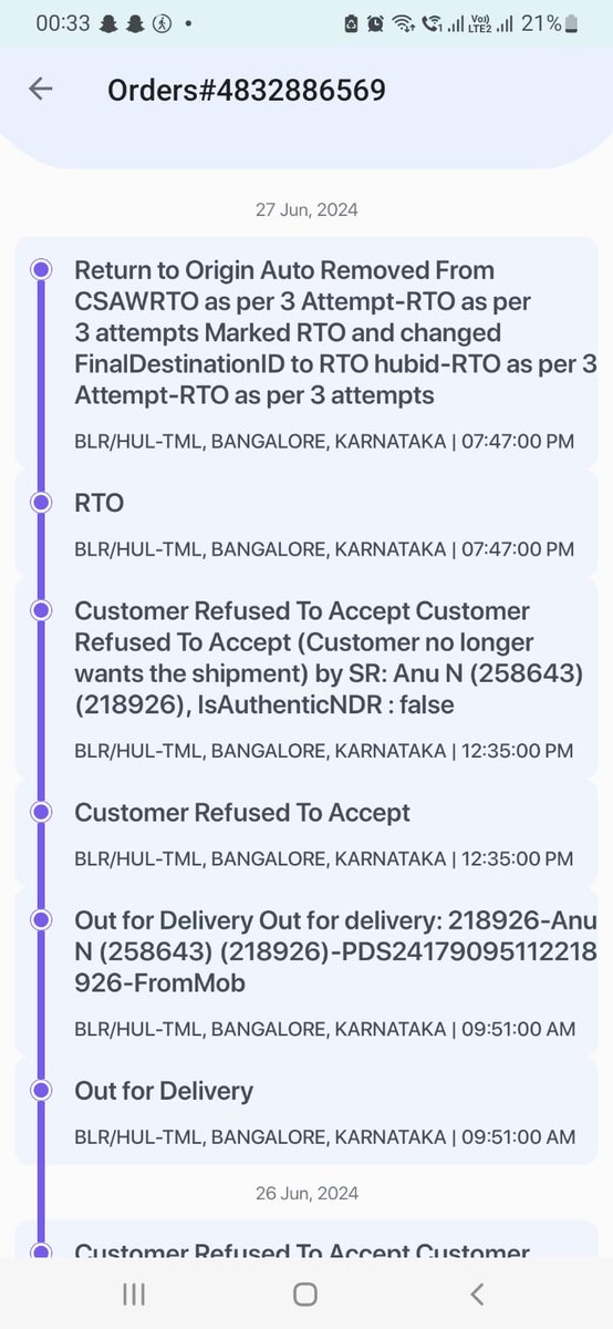 kircketer's tweet photo. This is regarding my shipment from Shiprocket, AWB No.- 141123421654997.
Status showed that the customer refused the parcel. But customer didn't receive any call from delivery guy or from the courier office for parcel delivery. @ShiprocketCare @ShiprocketIndia @XpressBees_IN 1/5 https://t.co/pQLR0ZXy4D
