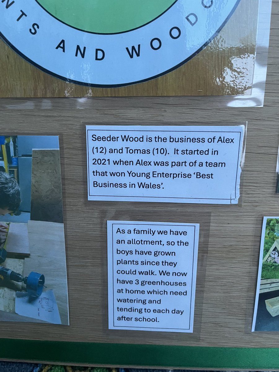 Seeder_Wood's tweet photo. Info board for the stall… hopefully people will understand a bit more about who we are, what we do and the two AMAZING boys at heart of it 💪@RhiwbinaE #sustainability #youngenterprise #Alex12 #Tomas10 https://t.co/yOEcKcXcf0