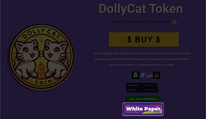 DollyCatToken's tweet photo. 📢 Exciting Update! 📢

We're thrilled to announce that the DollyCat whitepaper is now live on our website! 🌐

Dive into our vision, roadmap, and everything you need to know about #DollyCat. Check it out here: https://t.co/ASQK2m6UoX

#DollyCat #Crypto #Blockchain #Whitepaper https://t.co/SIsFThGSqd