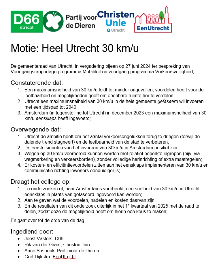 Onze motie is zojuist in <a href="/RaadUtrecht/">Gemeenteraad Utrecht</a> met een ruime meerderheid aangenomen! 🎉🎉🎉