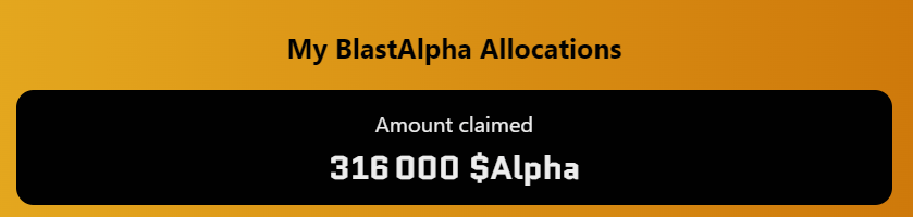 Just claimed my $ALPHA allocation.

TY @BlastAlpha_ &amp; <a href="/AlphaOnBlast/">ALPHA</a>!