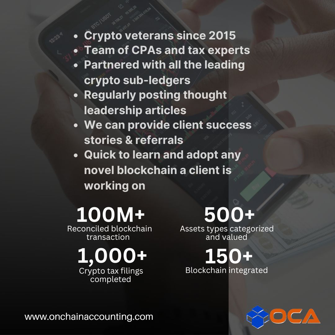 Leading the Future of Finance: Onchain Accounting - The #1 Crypto Accounting Firm in the USA! We simplify your crypto taxes like no other. Trust the experts – trust Onchain Accounting for all your crypto accounting needs.

Interested to know more? Reach out anytime!
✉️