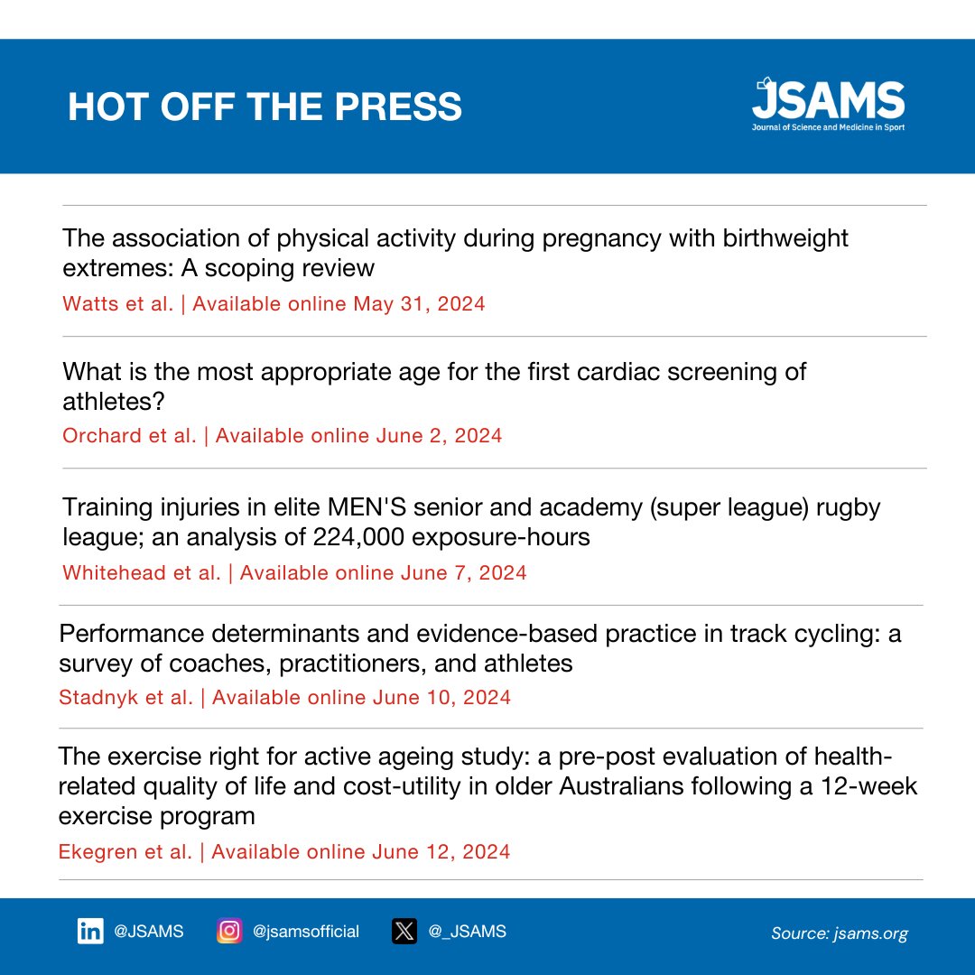 _JSAMS's tweet image. Check out the latest open access research articles here: zurl.co/eotR

#researcharticles #sportsmedicine #sportsmedicineaustralia #researchjournal