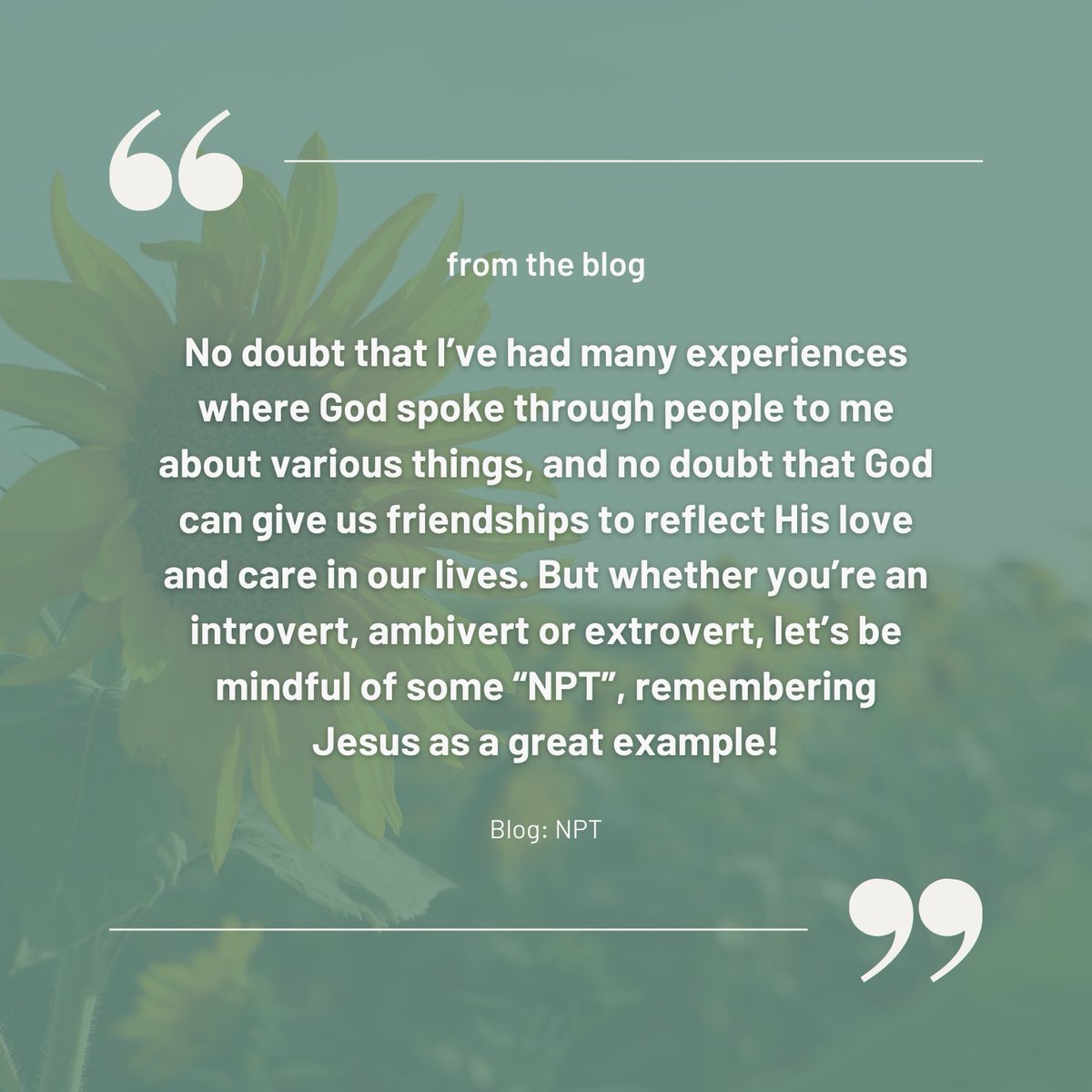 sarahbowling's tweet image. From my new blog post, &quot;NPT&quot;, I talk about spending your alone time properly with Jesus! Check it out now on my website!
-
-
#faith #Ministry #ChristianBlogger