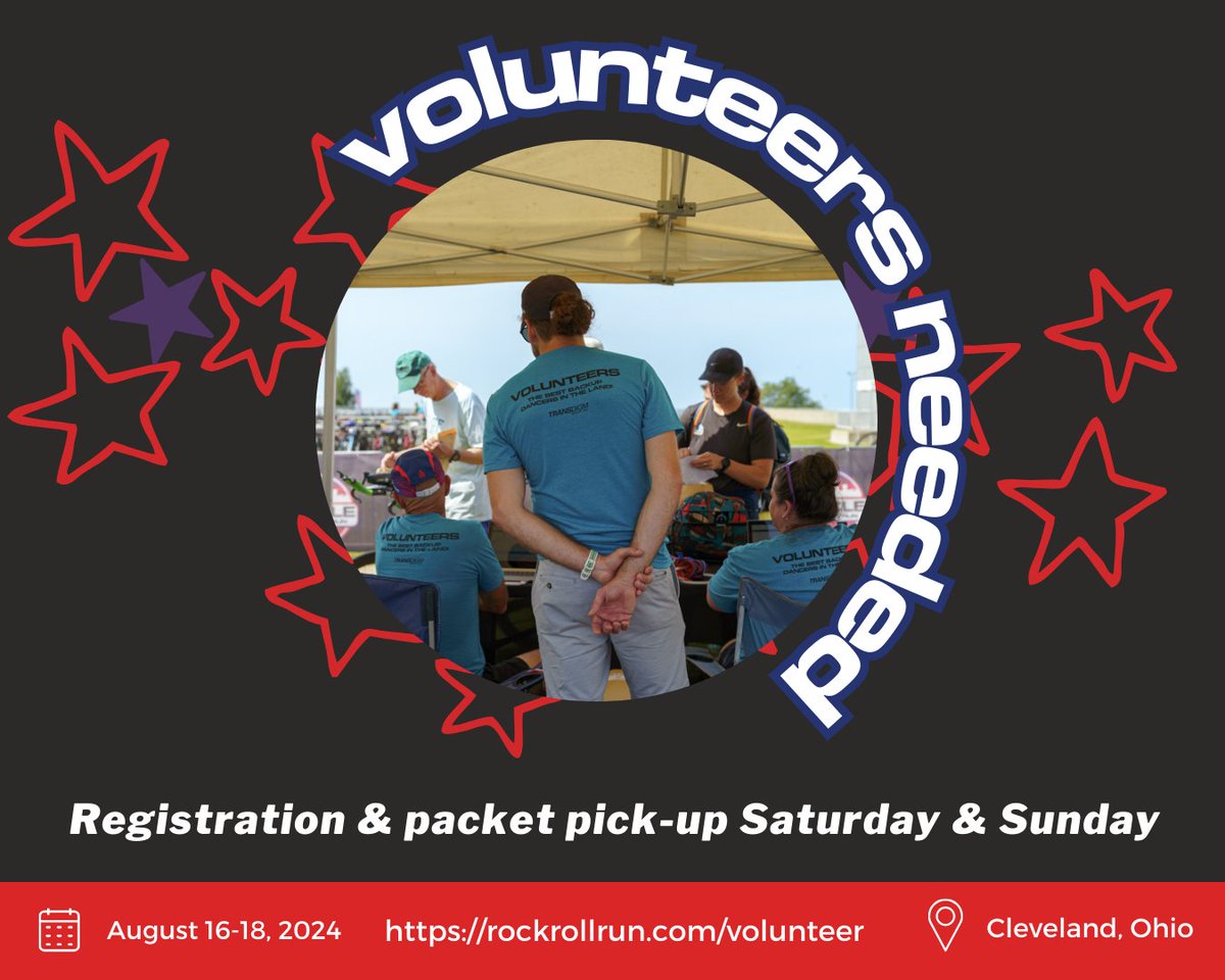 Many volunteer roles need to be filled for #TriCLE

Sign up to volunteer at packet pick-up at Edgewater on Saturday, August 17 and/or Sunday, August 18.

📲 To view the volunteer roles and to sign up, click rockrollrun.com/volunteer