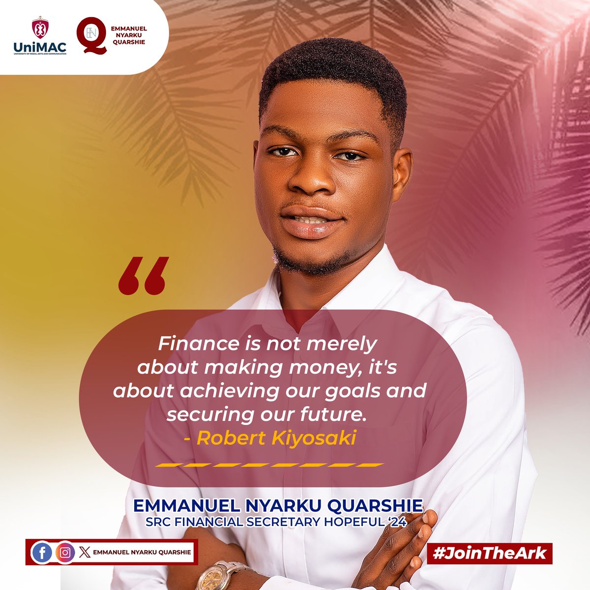 kwame_moneyson's tweet image. A visionary leader who looks beyond just keeping SRC funds?
EMMANUEL NYARKU QUARSHIE is here!

His commitment to transparency and student-focused financial management is what our SRC needs.
#MakingEveryCediCount
#TransparencyFirst
#Emmanuel4Finance 
#JoinTheArk
