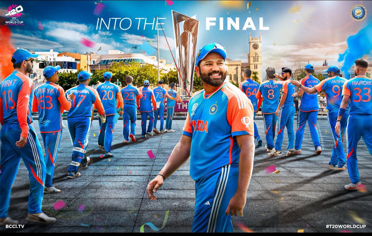 harbhajan_singh's tweet photo. Congratulations Team India for getting into the finals .. well played Captain @ImRo45 &amp; @surya_14kumar @hardikpandya7 
Superb bowling Baapu @akshar2026  &amp; @imkuldeep18  nd one nd only @Jaspritbumrah93 proud of you guys . Good luck for the finals ❤️🇮🇳 https://t.co/MkMLTbMsGX