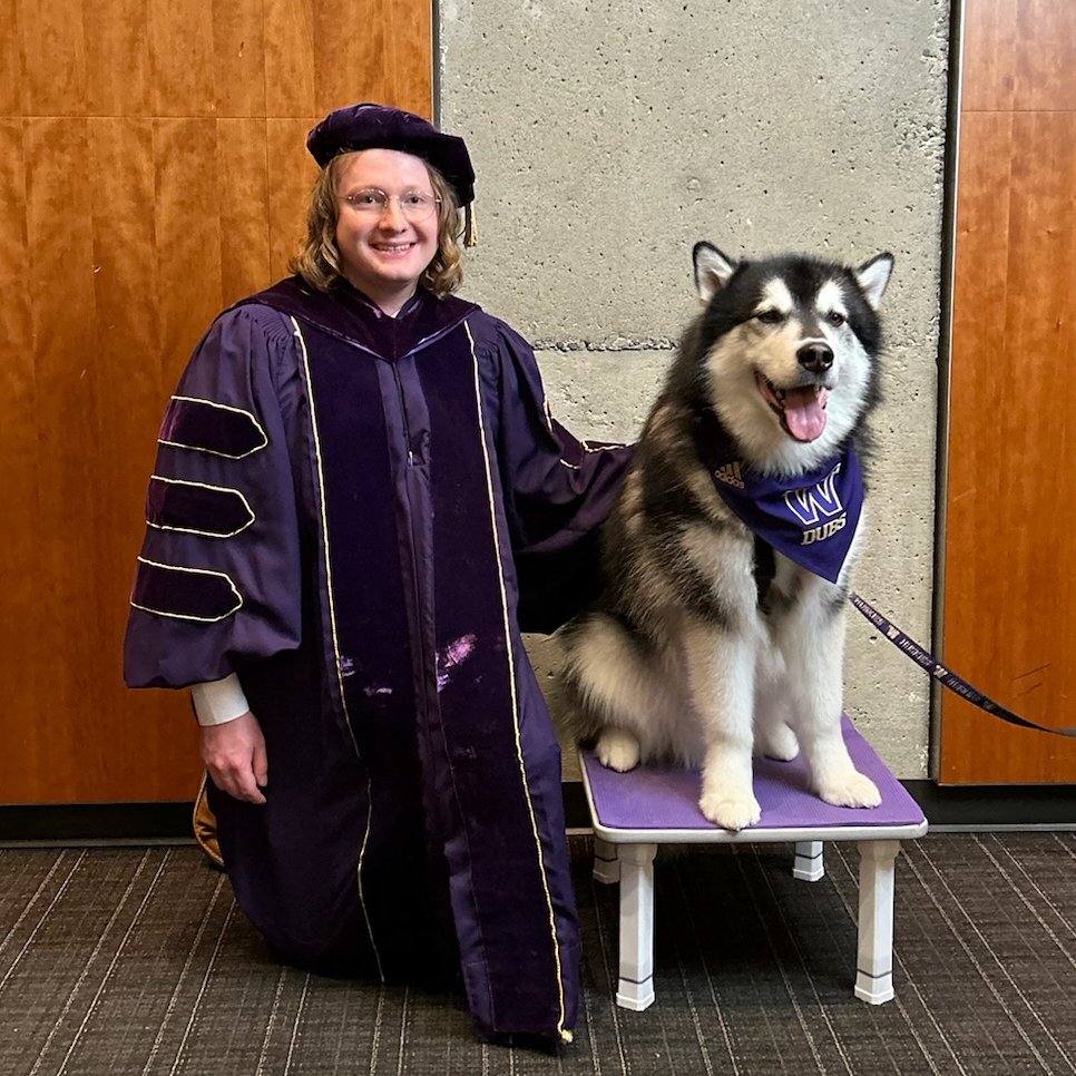 cmdowney's tweet image. A bit belated, but I finished my PhD! Can't express enough thanks to my amazing advisors @ssshanest and Gina for their investment in my time at UW. Excited for my next adventure of joining the faculty at the University of Rochester!