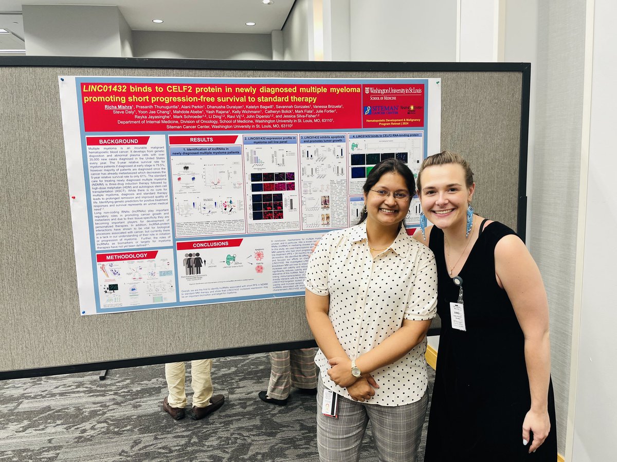 XploreImmunity's tweet photo. Indeed it was a wonderful experience presenting my work at #HDMP retreat 2024 @WashUHeme @WashUOnc @MEDA_WashU @SitemanCenter on #multiplemyeloma #LncRNA #RNABindingProteins. 
Big thanks to all for visiting my poster and my lab people for all their support #SilvaFisherLab https://t.co/UZU0k4FOp0