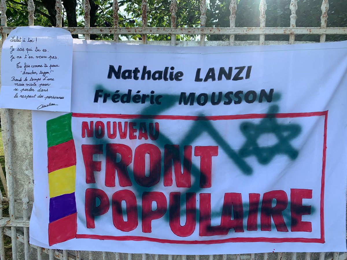 ❌Je condamne fermement la très grave dégradation de ma banderole de soutien à #Sevreau. Frédéric Mousson &amp; moi portons plainte immédiatement car le respect de la #République &amp; de ses valeurs sont un impératif qui doit s’imposer à tous. L’#antisémitisme est un poison.  #Circo7901