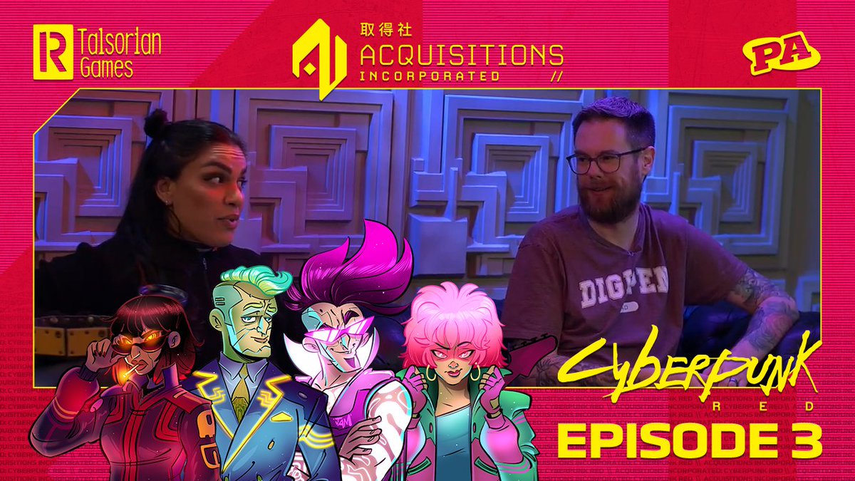 PA_Megacorp's tweet photo. Episode Three of #AcqInc: Cyberpunk RED is now available on YouTube!

Silk's at the helm of the hottest set of wheels she's ever driven. Can the band, and two new chromed-up canid friends, maintain their hold on their massive new whip?

https://t.co/vCLXboZPjQ https://t.co/crb10RrdkH