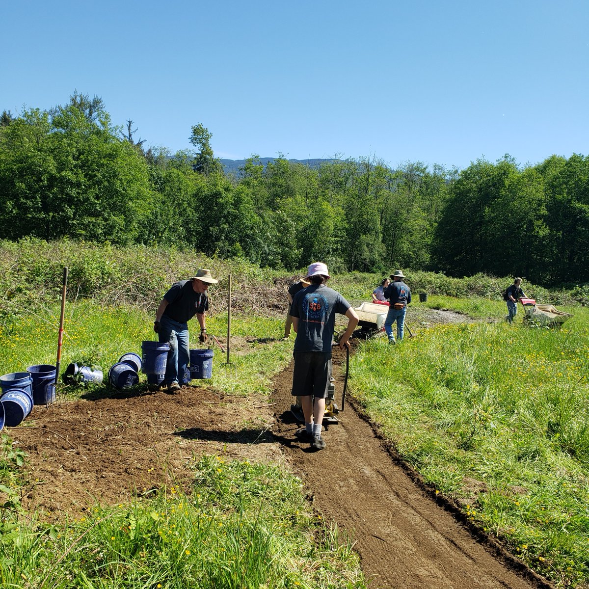 HKPArchitects's tweet photo. HKP’s second volunteer outing with Skagit Trail Builders was a memorable sunny day at the SWIFT Center helping to build a new trail in the meadow. The day was made even more special for Becca and Julie working with Paul Klein, one of HKP's firm founder Henry Klein's sons!  #HKP https://t.co/o0UQckugMl
