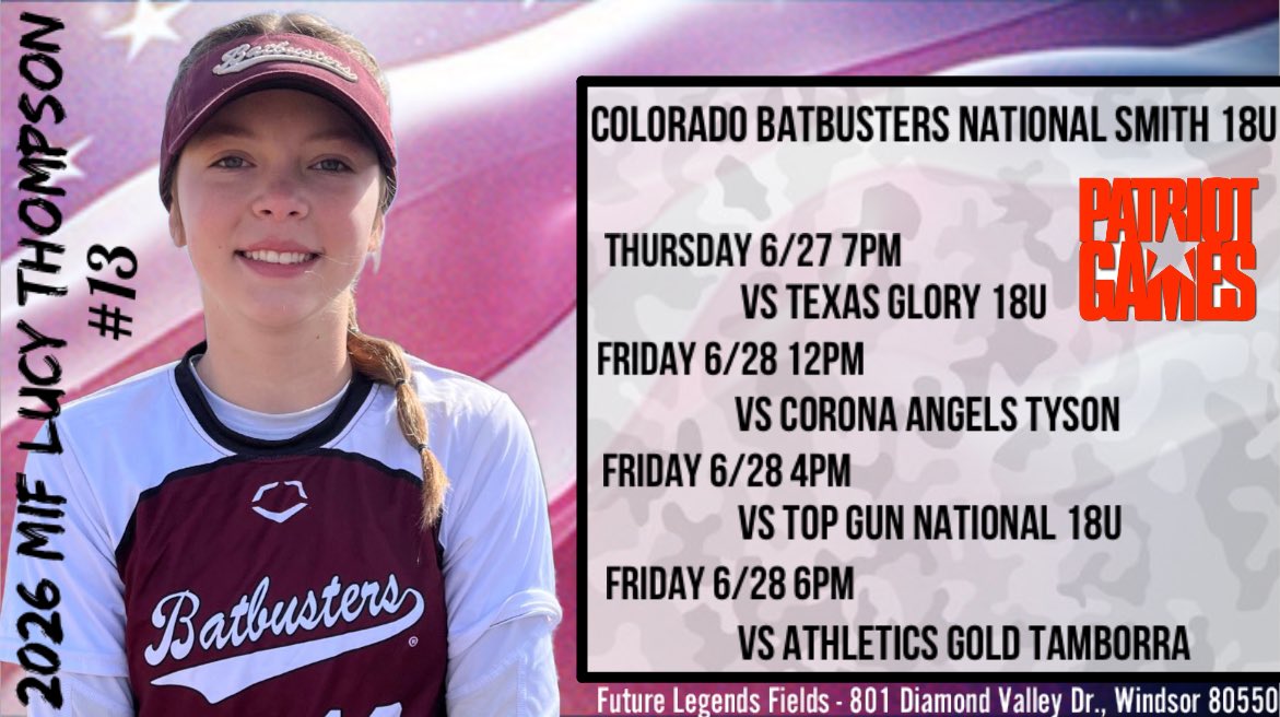 I’m excited to complete in the Patriot Games this week. Can’t wait to get back on the field with my team! Here’s our schedule.