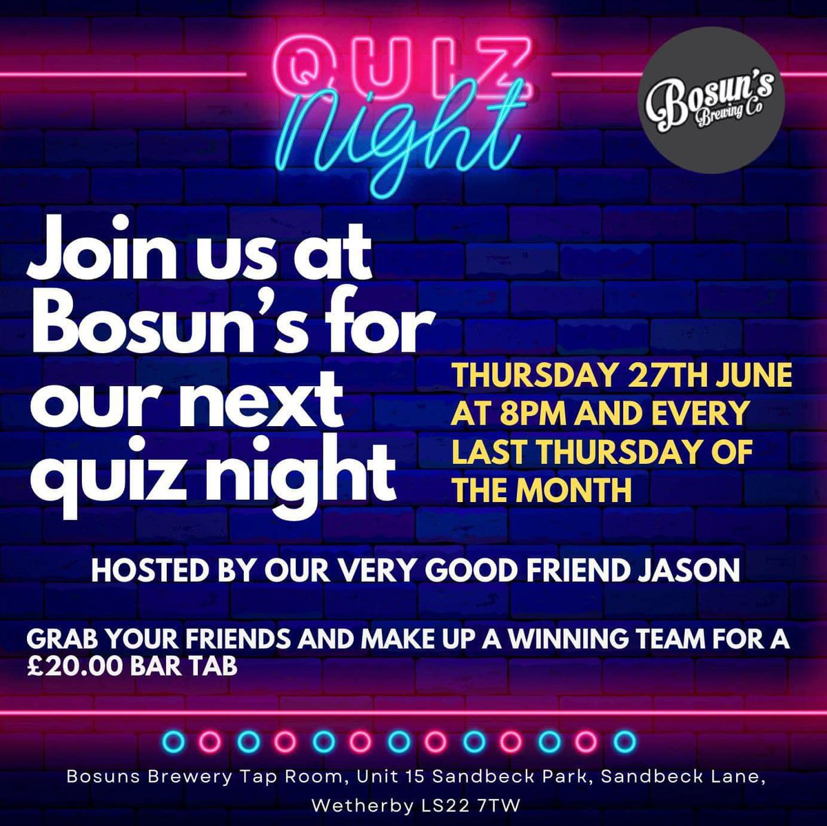 With a break in the football, how about racking up some points at <a href="/bosunsbrewery/">Bosun's Brewery</a> quiz? I will be starting it at 8pm this evening!