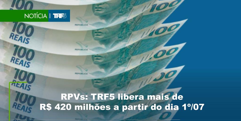 O montante corresponde às RPVs autuadas no mês de maio e irá beneficiar 46.613 pessoas em toda a 5ª Região. Saiba mais: bit.ly/3VFYR2p