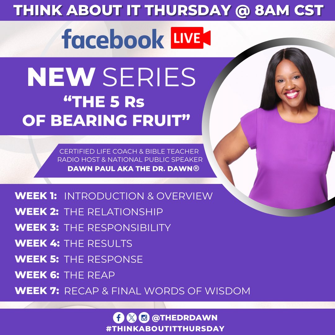 TheDrDawn's tweet image. 🙌🏾🔥 It’s another POWERFUL #ThinkAboutItThursday message! This is WEEK 3 of my NEW 7-week series!
⠀
Watch ➡️ facebook.com/share/v/PPHFz4…
 
#TheDrDawn #BibleTeacher #CertifiedLifeCoach