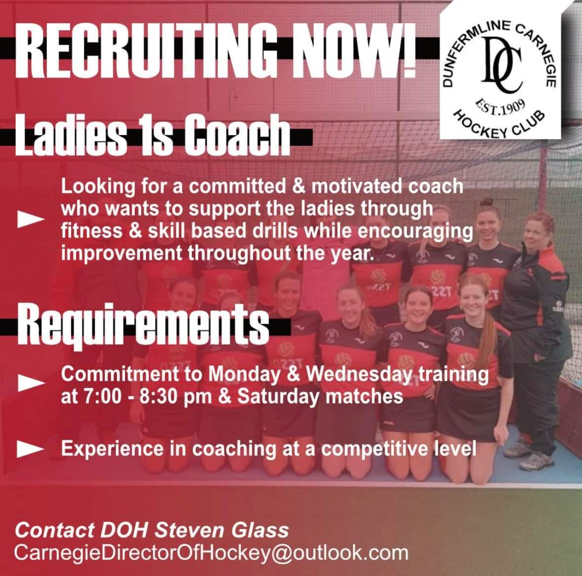 Get in touch.... Our Ladies 1s compete at Championship level and are looking for a coach to help them reach their full potential.
