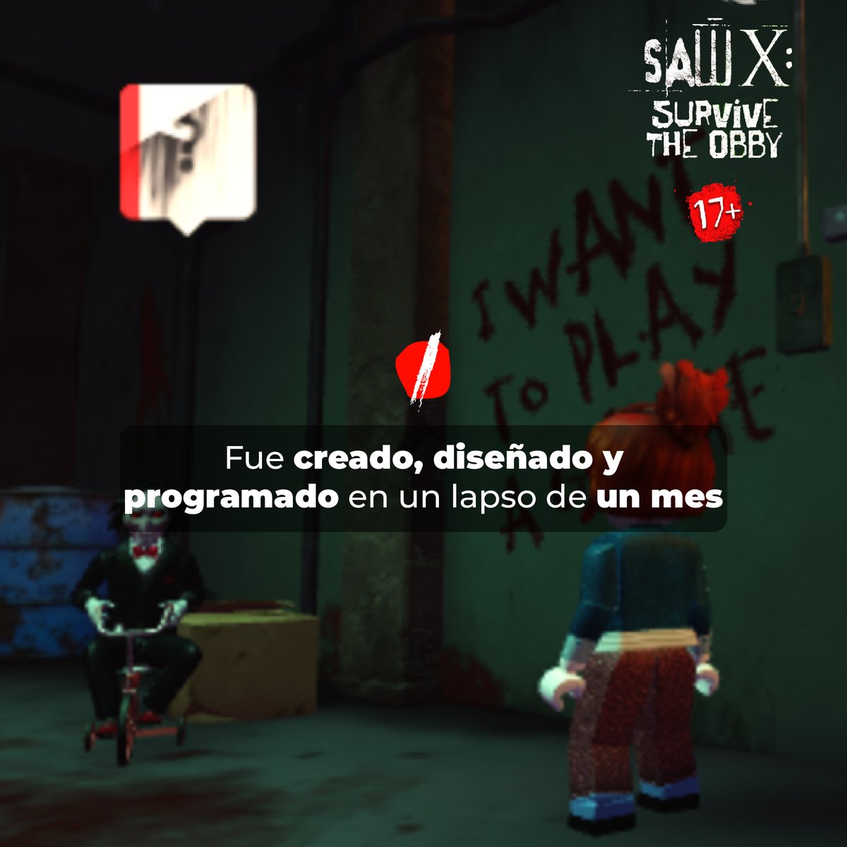 karaokulta's tweet image. Datos Curiosos sobre Saw X: Survive the Obby, La Experiencia de Roblox
Aunque ya no está disponible, un evento que marcó a la comunidad de jugadores y sigue resonando entre los fans de la franquicia de terror.
#SawX #VideoGameDevs #DatosCuriosos