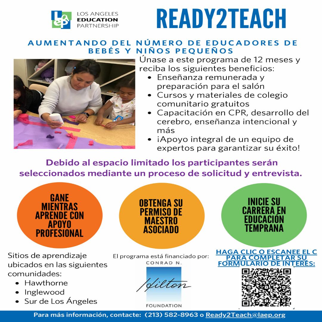 Applications are NOW OPEN for our Ready2Teach program! The one-year earn-and-learn teacher accelerator program grants a California Child Development Associate Teacher permit and prepares teachers to enter the workforce. Apply NOW: bit.ly/3zvjPtl
