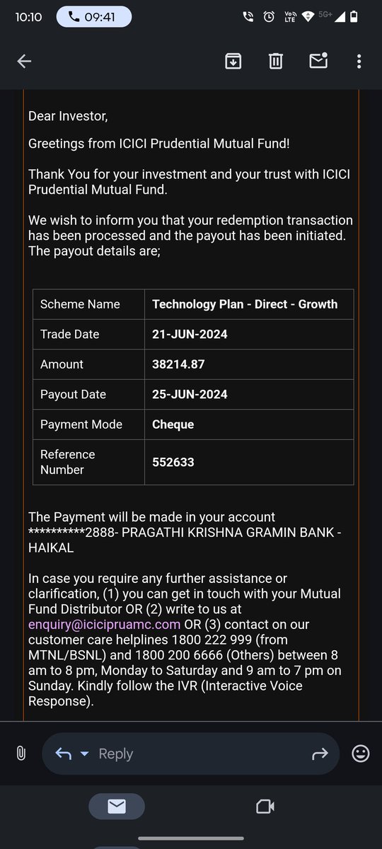 Nari007Nari's tweet photo. @_groww I redeemed my mutual fund in app it is showing amount transferred successfully but I couldn't receive amount till now moreover when am trying to contact you people no response for complaint ticket 15591370 @SEBI_India @ICICIPruMF https://t.co/4ZQAnpPP5r