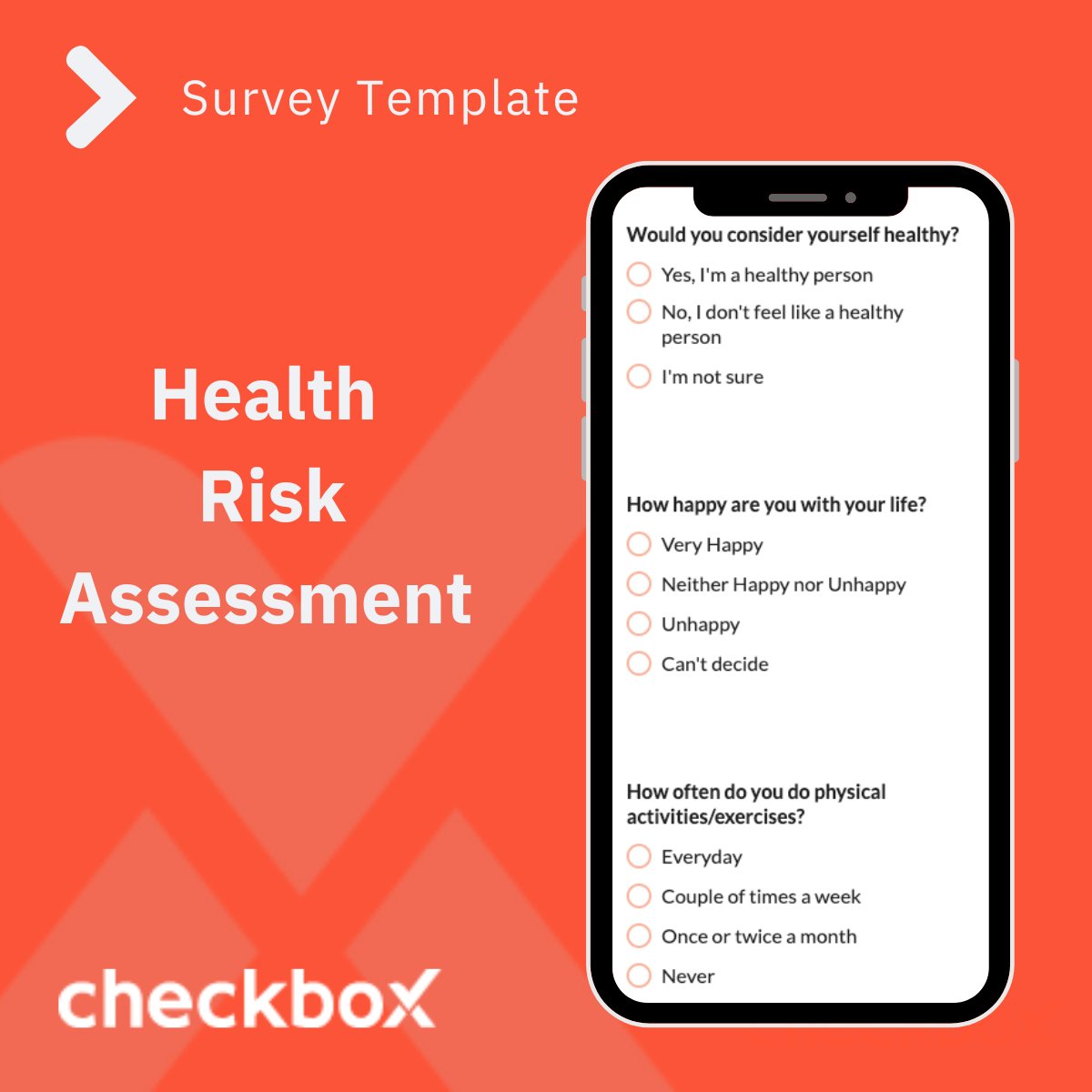 checkbox's tweet image. 🚀 Introducing our new Health Risk Assessment Survey Template! 🚀 Designed for healthcare pros & wellness enthusiasts, it collects data on general health, wellbeing attitudes, & risk factors. Enhance your assessments now! Explore Here: bit.ly/3XJha9O #HealthSurveys