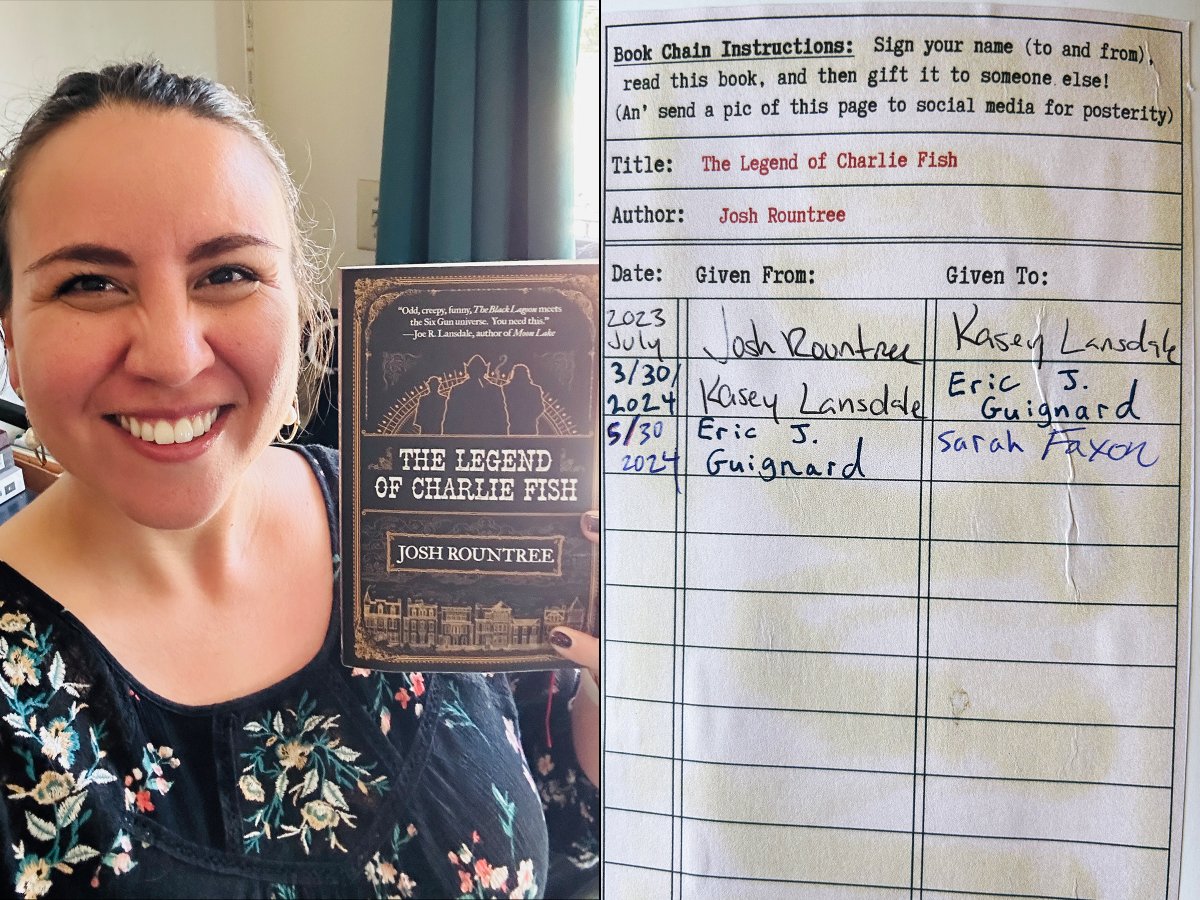 ericjguignard's tweet image. Highlighting #BookChain 1!

The Legend of Charlie Fish (@TachyonPub) by @josh_rountree :

TRACKED AS BookChain1 here: ericjguignard.blogspot.com/2024/06/book-c…

Where to next? Only chance and the last reader involved may determine!