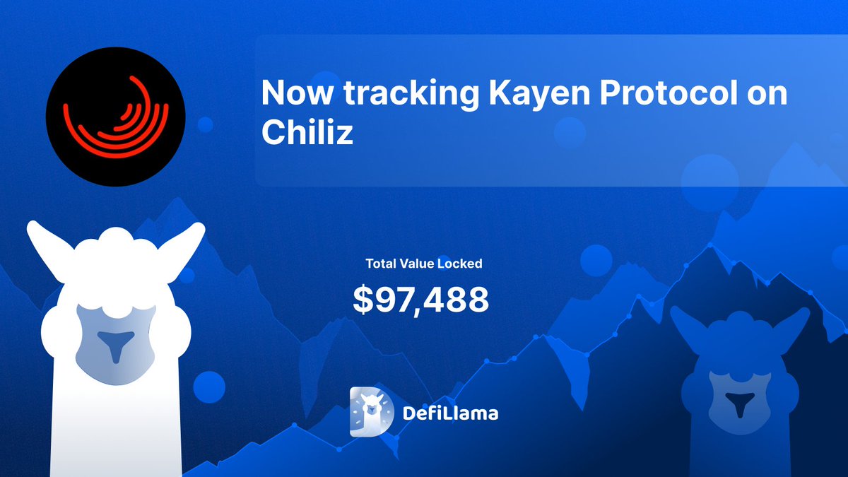 DefiLlama's tweet photo. Now tracking @KAYEN_Protocol on @Chiliz 

Community-Driven Decentralized SportFi Ecosystem, Powered by Chiliz https://t.co/Gv7fUkVlgm
