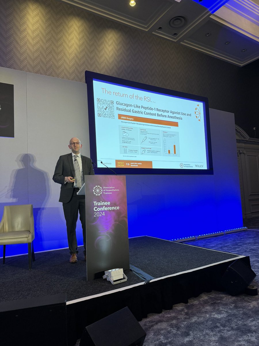 Dr Leyla Turkoglu (@leylsturk) on Twitter photo The RSI is BACK…
<a href="/STHJournalClub/">Matt Wiles</a> tells us that patients taking semaglutide may have incredibly delayed gastric emptying.
They would need to stop it for 3 weeks for it to be fully out of their systems!
#TC2024 The RSI is BACK…
<a href="/STHJournalClub/">Matt Wiles</a> tells us that patients taking semaglutide may have incredibly delayed gastric emptying.
They would need to stop it for 3 weeks for it to be fully out of their systems!
#TC2024
