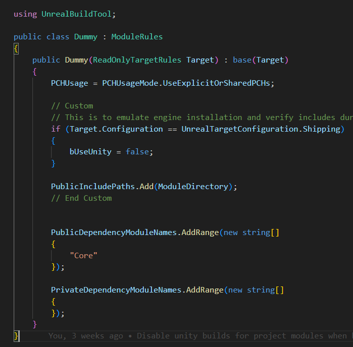 CronofearSW's tweet photo. @ChrisZukoArt Disabling unity builds on shipping builds in your modules should prevent this from happening. https://t.co/coDpKU16Cr