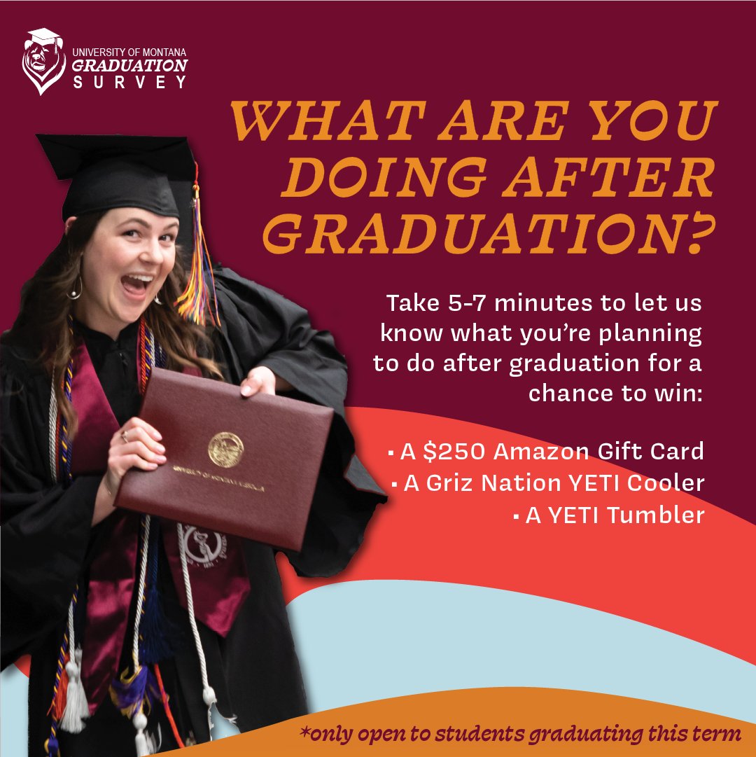 Haven't taken the UM Graduation Survey yet...there's still time!

As you take your first steps into this new phase of life, take a moment to share what's next with us through the UM Graduation Survey. PLUS you'll be automatically entered to win some awesome prizes!