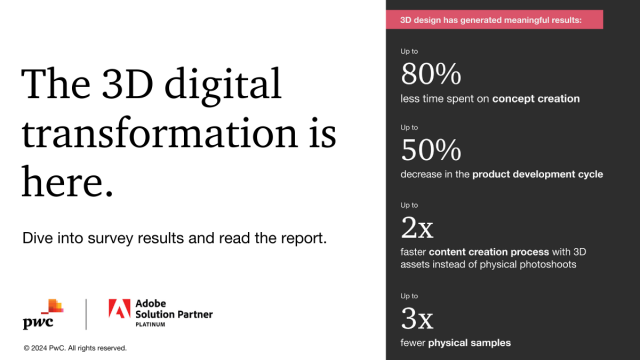 3D design is changing the way companies do business by helping them save time, resources and delivering quality. Dive into our white paper to see how 3D technology can help your organization today. pwc.to/4bgpS2i #PwCAdobe #transformation #3Dtech pwc.to/3L7CDkU