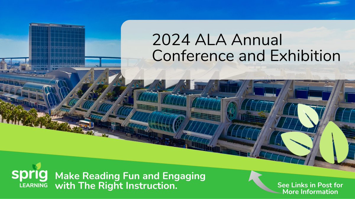 The 2024 ALA Annual Conference  starts today! It's the world's largest event for library professionals. Check it out> 2024.alaannual.org
<a href="/ALALibrary/">American Library Association</a>

Teaching reading can be both evidence-based and engaging with Sprig Reading. >buff.ly/3XdAEmu

#school #edu #ALAAC24