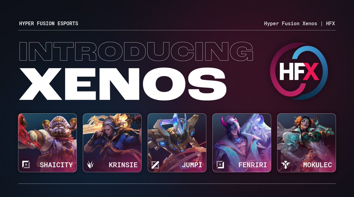 HyperFusionLoL's tweet photo. [2024 @PhoenixLeagueLV Roster]
Hyper Fusion Xenos

@shaicityy @krinsie @notjumpi @Always_recall @Mokulec 

#HyperFusion https://t.co/0kx9509Qlo