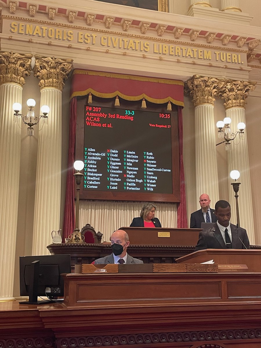 #ACA8  passed off the CA State Senate floor today. Grateful to my former colleagues for not letting this die. It remains a moral issue.
<a href="/AbolitionAct/">End Slavery in California Act</a> <a href="/Abolitionnation/">Abolish Slavery National Network</a>