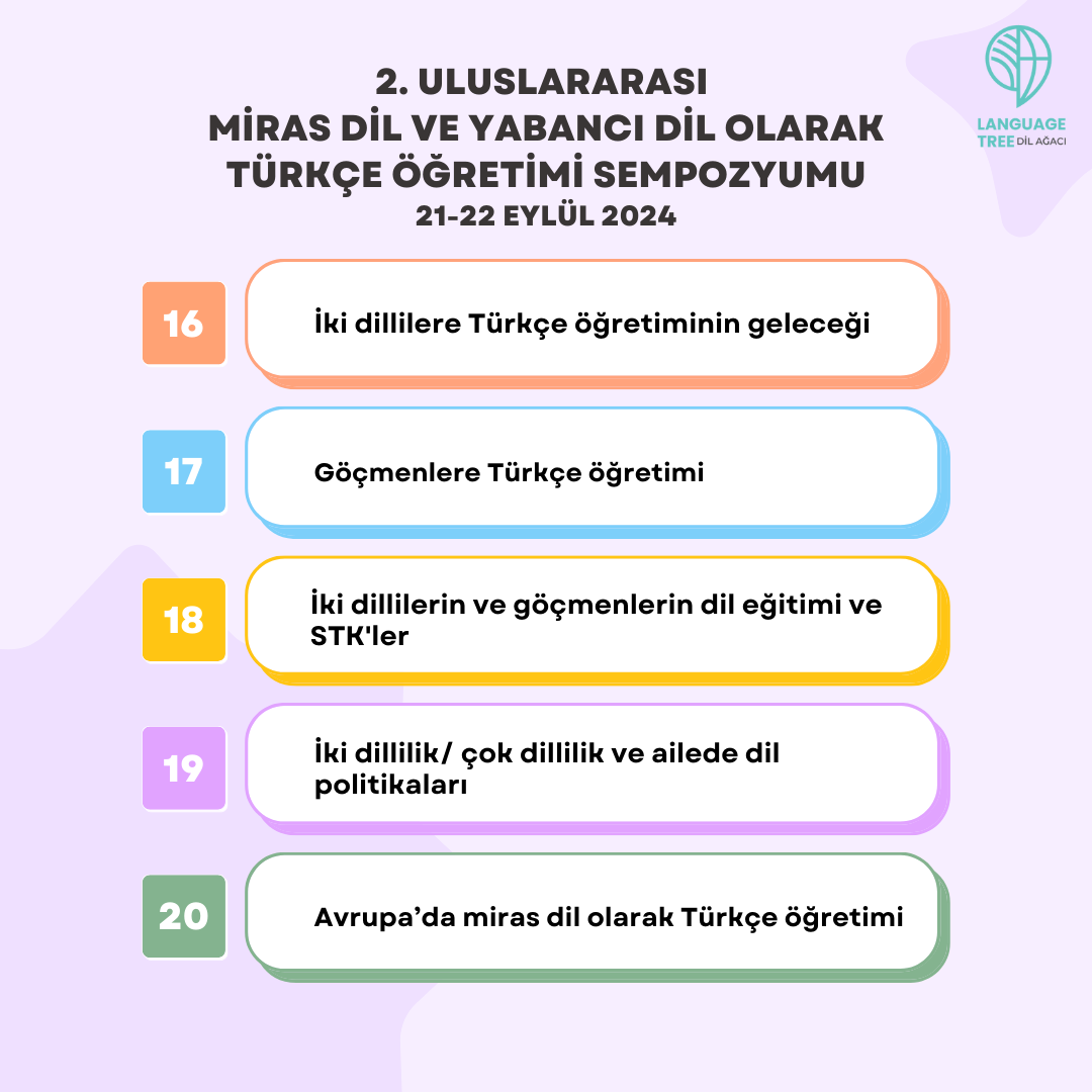 📢 Dil Ağacı Projesi kapsamında 21-22 Eylül 2024 tarihlerinde İstanbul Bilgi Üniversitesi Santralistanbul Kampüsü’nde düzenlenecek olan 2. Uluslararası Miras Dil ve Yabancı Dil Olarak Türkçe Öğretimi Sempozyumu için özet gönderimi devam etmektedir! 🌟
