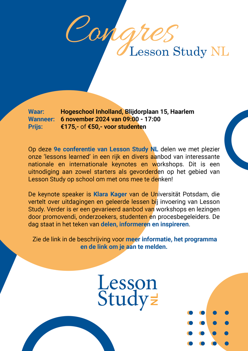 Lesson Study NL (@lessonstudynl) on Twitter photo 6 november #lessonstudy NL conferentie op Inholland Pabo Haarlem bij @MMVreeburg met keynote van Klara Kager, een live onderzoeksles, workshops door <a href="/Tan_Shirley_/">Shirley Tan</a> <a href="/KaskensJarise/">Jarise Kaskens</a> <a href="/SuiGoei/">Sui Lin Goei</a>.
9e Lesson Study NL conferentie (Inholland Haarlem) | Windesheim 6 november #lessonstudy NL conferentie op Inholland Pabo Haarlem bij @MMVreeburg met keynote van Klara Kager, een live onderzoeksles, workshops door <a href="/Tan_Shirley_/">Shirley Tan</a> <a href="/KaskensJarise/">Jarise Kaskens</a> <a href="/SuiGoei/">Sui Lin Goei</a>.
9e Lesson Study NL conferentie (Inholland Haarlem) | Windesheim