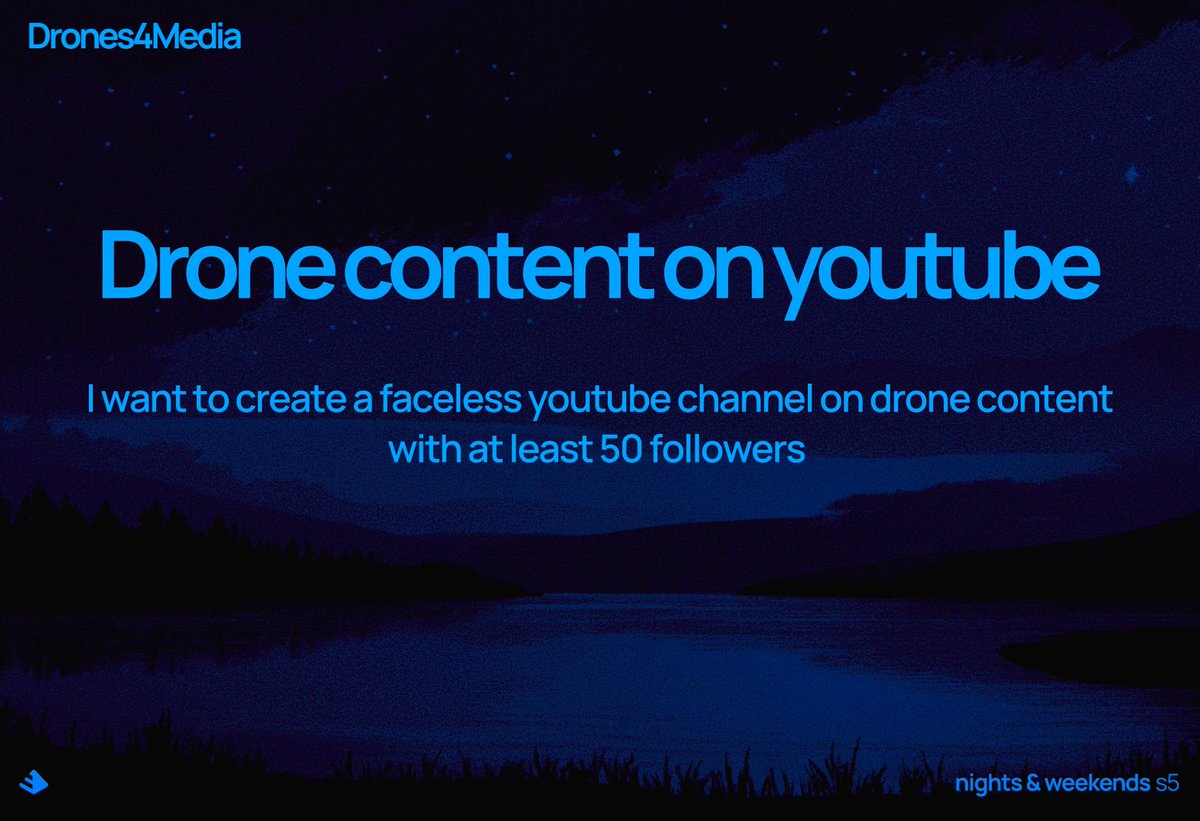 Dronemayne's tweet photo. Forgot to post on X(posted on linkedin)
Building a faceless youtube channel on drone content

#drone
#facelessmarketing
#facelssyoutubechannel
#buildspace 
#nightsandweekends
#oneliner

cc @buildspace @_nightsweekends https://t.co/NecRMJr2iW