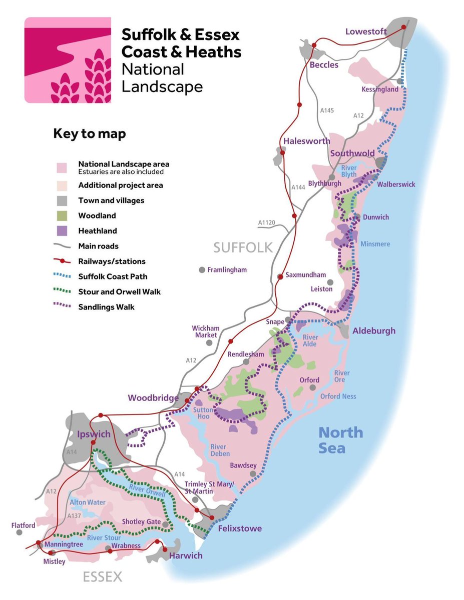 The Suffolk &amp; Essex Coast &amp; Heaths National Landscape runs from Kessingland in north Suffolk down to the Stour Estuary in north Essex

The diverse &amp; ever-changing landscape is internationally important for birds, and a great place to live, work &amp; visit

👉buff.ly/45k5Su5