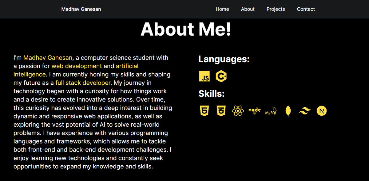 MadhavGanesan's tweet image. Post 2️⃣

Completed my portfolio finally...
🌟Carousel display
🌟In-page navigation
🌟Mobile optimization

link: rb.gy/8kee92

👇Suggestions for improvement are welcome! #buildinginpublic #webdev #MadProjects