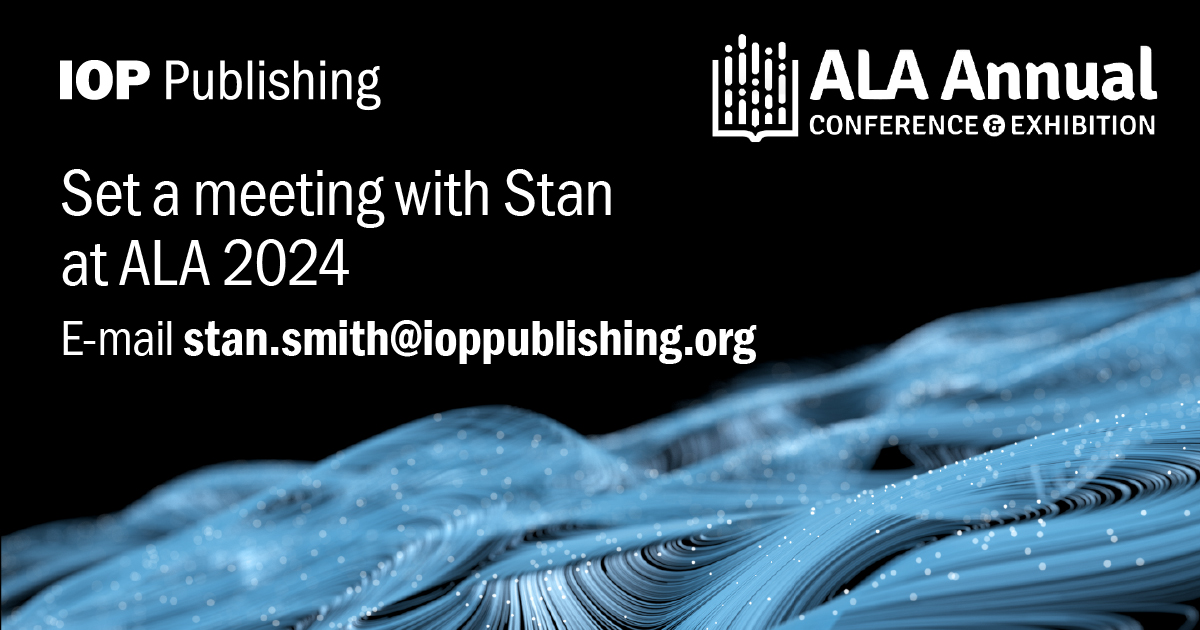 IOPPublishing's tweet image. IOPP is headed to #ALAAC24 - and we hope you&apos;ll join us! If you&apos;ll also be attending the 2024 ALA conference, email our sales rep Stan to set up a meeting and learn what IOPP can do for you! @ALAConferences #LibLearnX24 #LibLearnX25