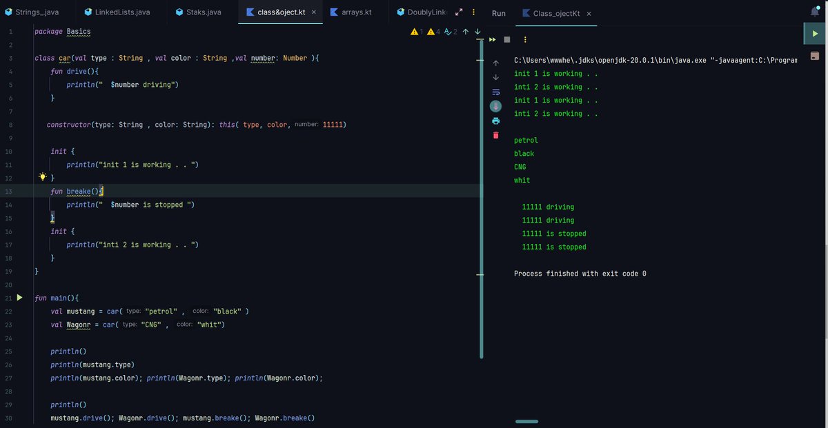 hetvik_'s tweet image. I learned about primary/secondary constructors, Kotlin's unusual getters/setters (different from Java), and inheritance in Kotlin. #ConstructorTroubles #LRUCache #KotlinLearning #JavaVsKotlin #ProblemSolving