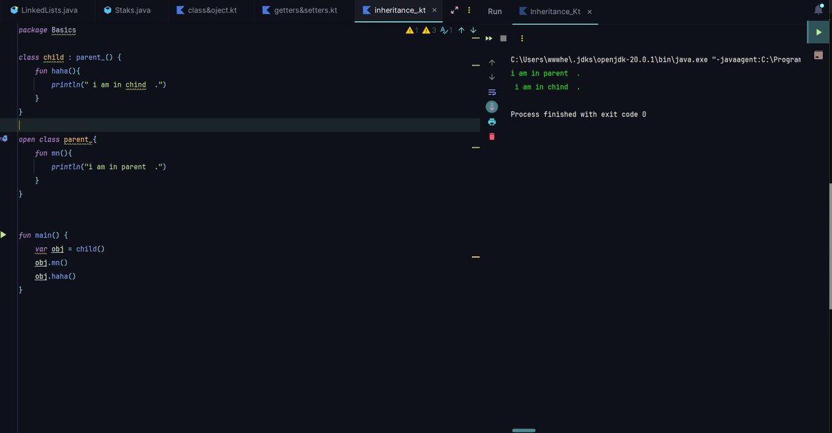 hetvik_'s tweet image. I learned about primary/secondary constructors, Kotlin's unusual getters/setters (different from Java), and inheritance in Kotlin. #ConstructorTroubles #LRUCache #KotlinLearning #JavaVsKotlin #ProblemSolving