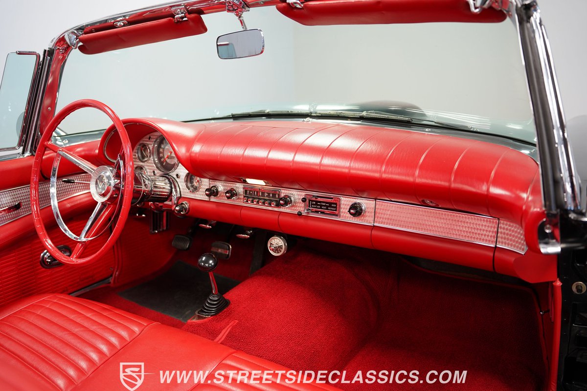 This 1957 #Ford #Thunderbird F Code features a Supercharged 312 #V8 paired with a 3-speed manual transmission with overdrive. See more of this car here: streetsideclassics.com/vehicles/8478-…