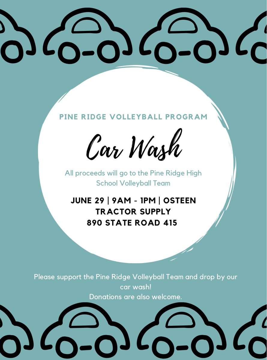 The Pine Ridge volleyball team is hosting a Car Wash this weekend to raise money for new uniforms and equipment. We’d love to see you there! If you can’t make it, donations are greatly appreciated 🏐

Cash App: $knownasdanielle
Venmo: Danielle-Gregory-24