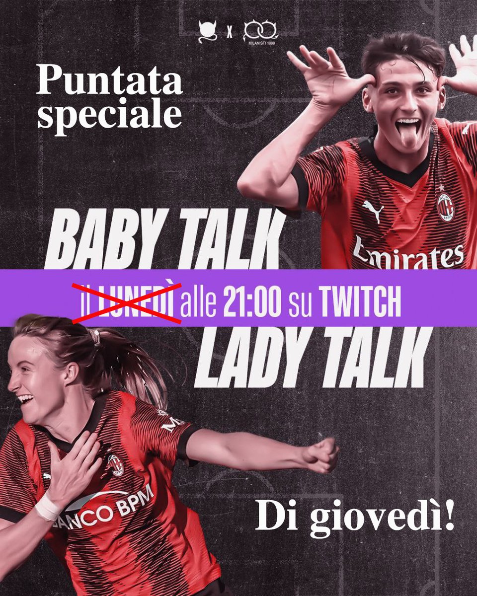 _Milanisti1899_'s tweet photo. A tra poco con il Doppio Appuntamento e gli Awards

👀

#BabyTalk #LadyTalk #Milan #MilanFemminile #MilanPrimavera #MilanFuturo https://t.co/WPi6inDZGa