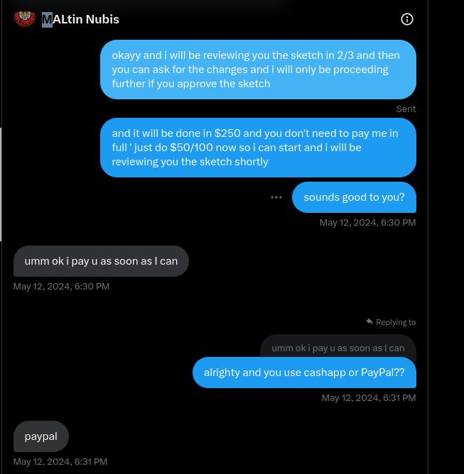 ~Angie Grand~ ๐Commission Open๐ (@angieartist08) on Twitter photo <a href="/NubisMaltin/">MALtin Nubis</a> he's a scammer he didn't pay me full payment and he also agreed about my prices and then he blocked so please alert and don't follow him <a href="/NubisMaltin/">MALtin Nubis</a> he's a scammer he didn't pay me full payment and he also agreed about my prices and then he blocked so please alert and don't follow him