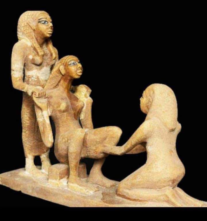 Joe__Bassey's tweet image. Midwife delivering child in ancient Egypt. #Africa