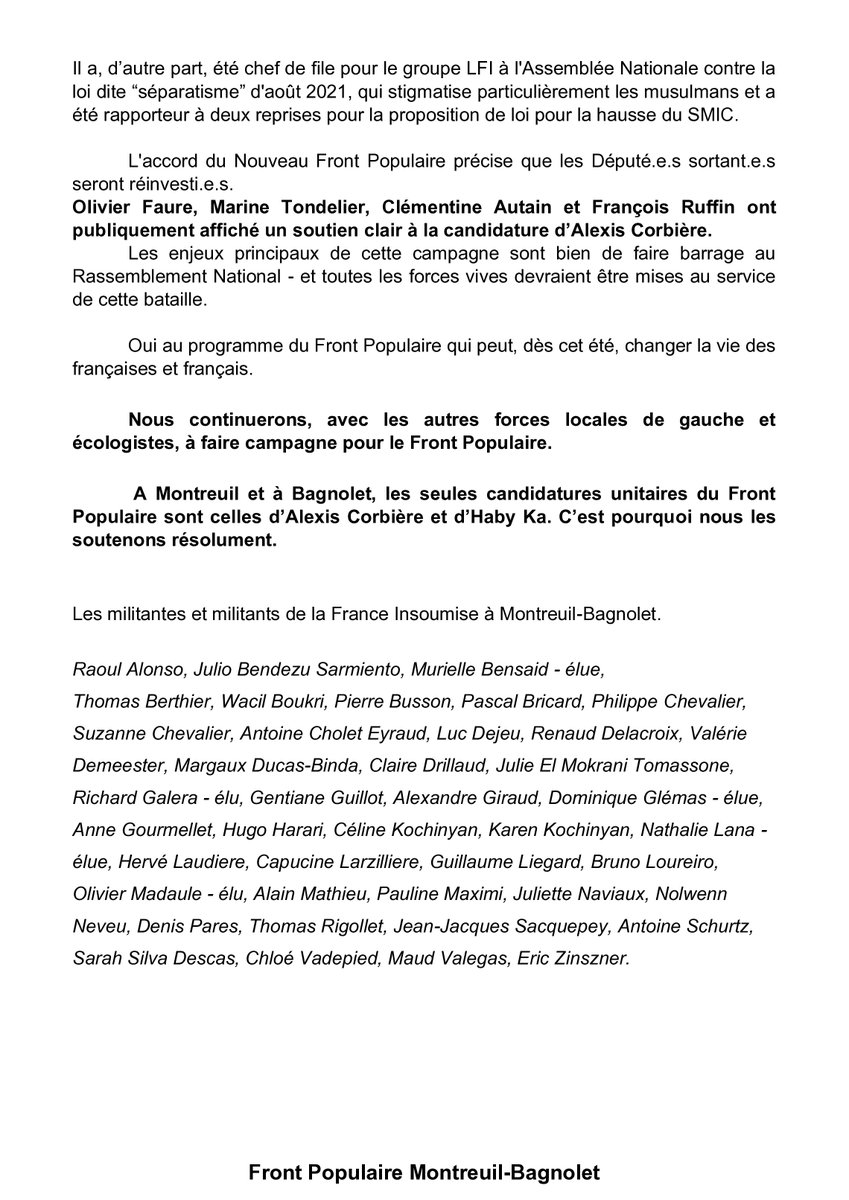 nathalie_lana's tweet photo. Cette  lettre de soutien de militants.tes actifs.ves https://t.co/XWd7wSxJWk de Montreuil à la candidature d'Alexis Corbière présentent nos raisons et comment, par rétorsion, nous avons été "débranchés" de nos liens à France Insoumise. https://t.co/IxCaRdukn3